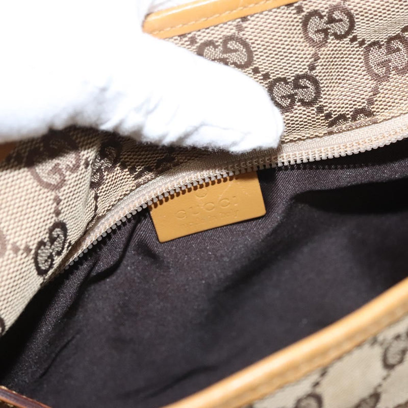 GUCCI GG Canvas Tote Bag Beige Silver 019 0402 Auth th5862