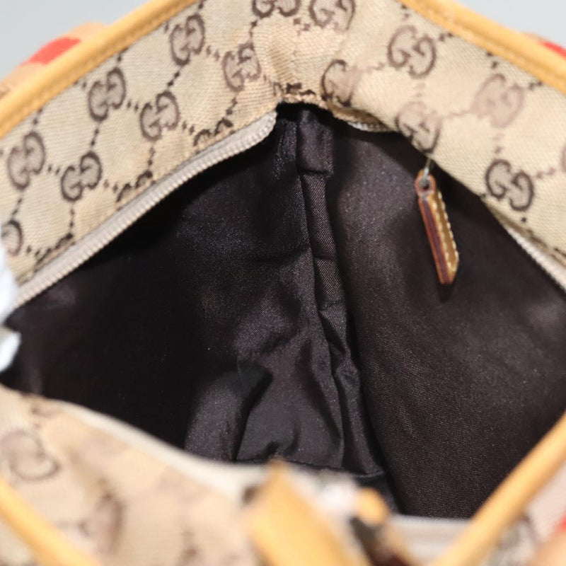 GUCCI GG Canvas Tote Bag Beige Silver 019 0402 Auth th5862