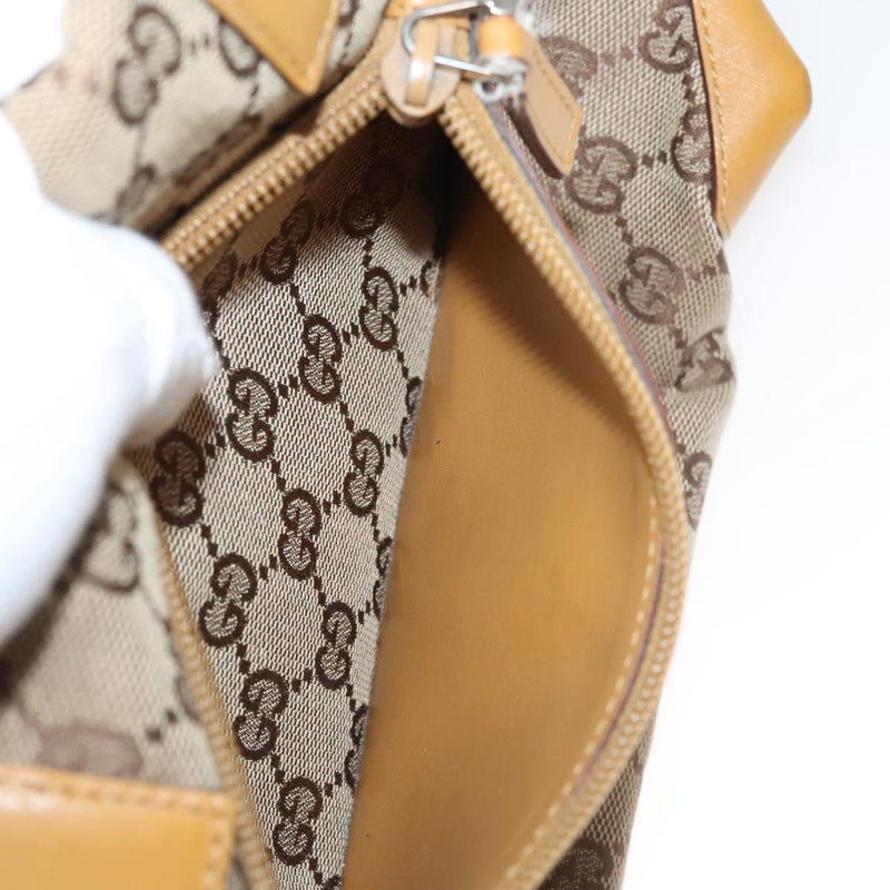 GUCCI GG Canvas Tote Bag Beige Silver 019 0402 Auth th5862