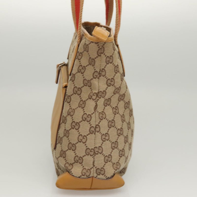 GUCCI GG Canvas Tote Bag Beige Silver 019 0402 Auth th5862