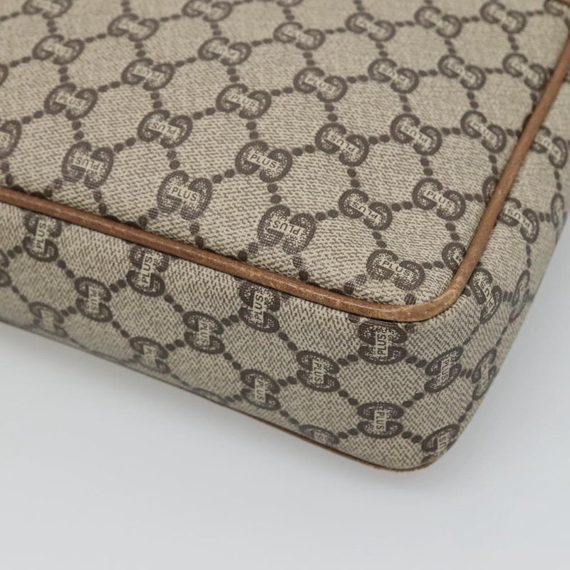 GUCCI GG Plus Supreme Shoulder Bag PVC Leather Beige Gold Auth th5864