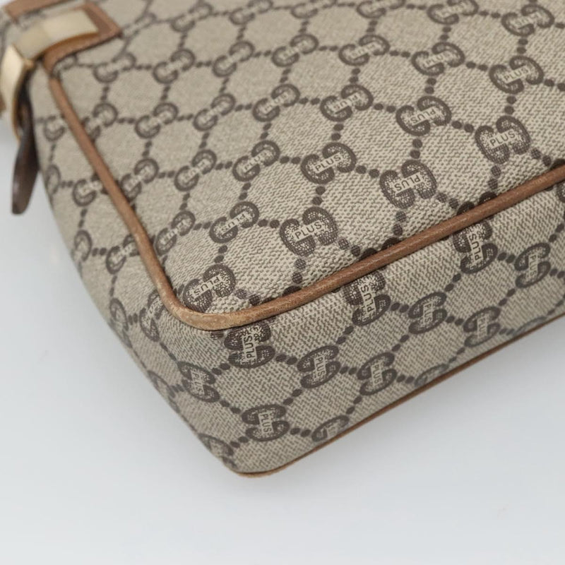 GUCCI GG Plus Supreme Shoulder Bag PVC Leather Beige Gold Auth th5864