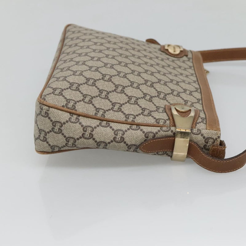 GUCCI GG Plus Supreme Shoulder Bag PVC Leather Beige Gold Auth th5864