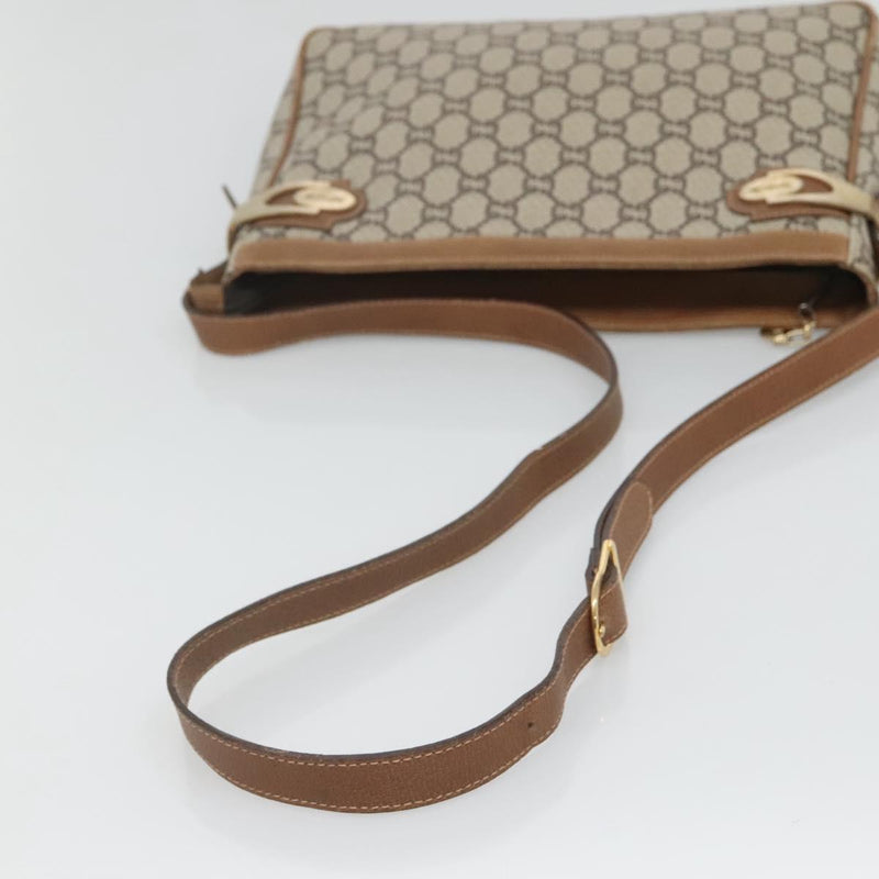 GUCCI GG Plus Supreme Shoulder Bag PVC Leather Beige Gold Auth th5864