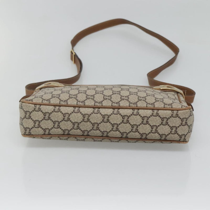 GUCCI GG Plus Supreme Shoulder Bag PVC Leather Beige Gold Auth th5864