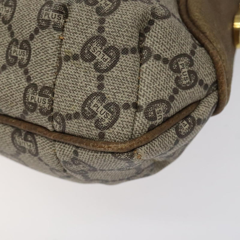 GUCCI GG Plus Supreme Shoulder Bag PVC Beige Gold Auth th5866
