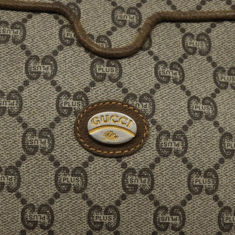 GUCCI GG Plus Supreme Shoulder Bag PVC Beige Gold Auth th5866