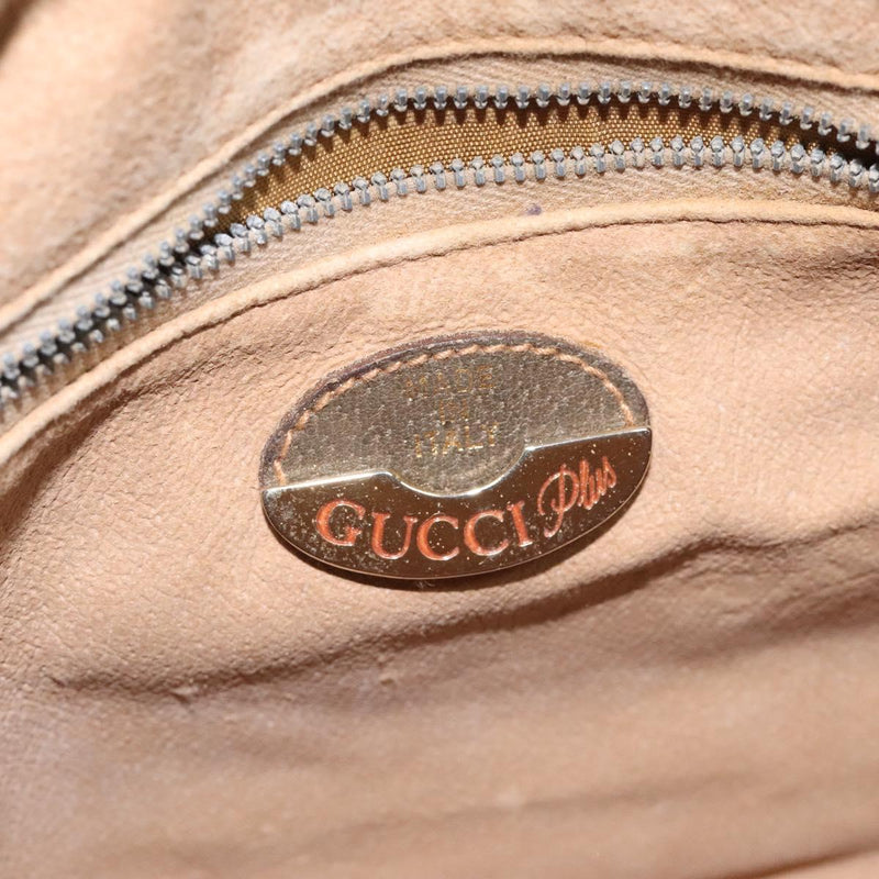 GUCCI GG Plus Supreme Shoulder Bag PVC Beige Gold Auth th5866
