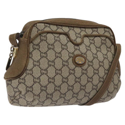 GUCCI GG Plus Supreme Shoulder Bag PVC Beige Gold Auth th5866
