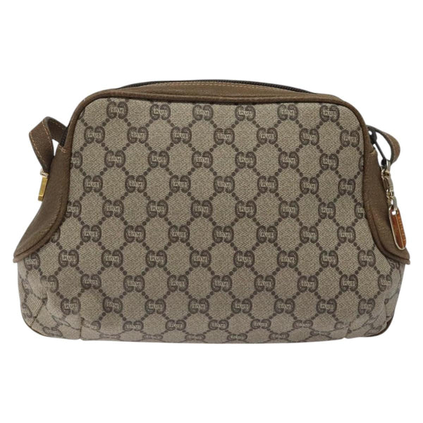 GUCCI GG Plus Supreme Shoulder Bag PVC Beige Gold Auth th5866