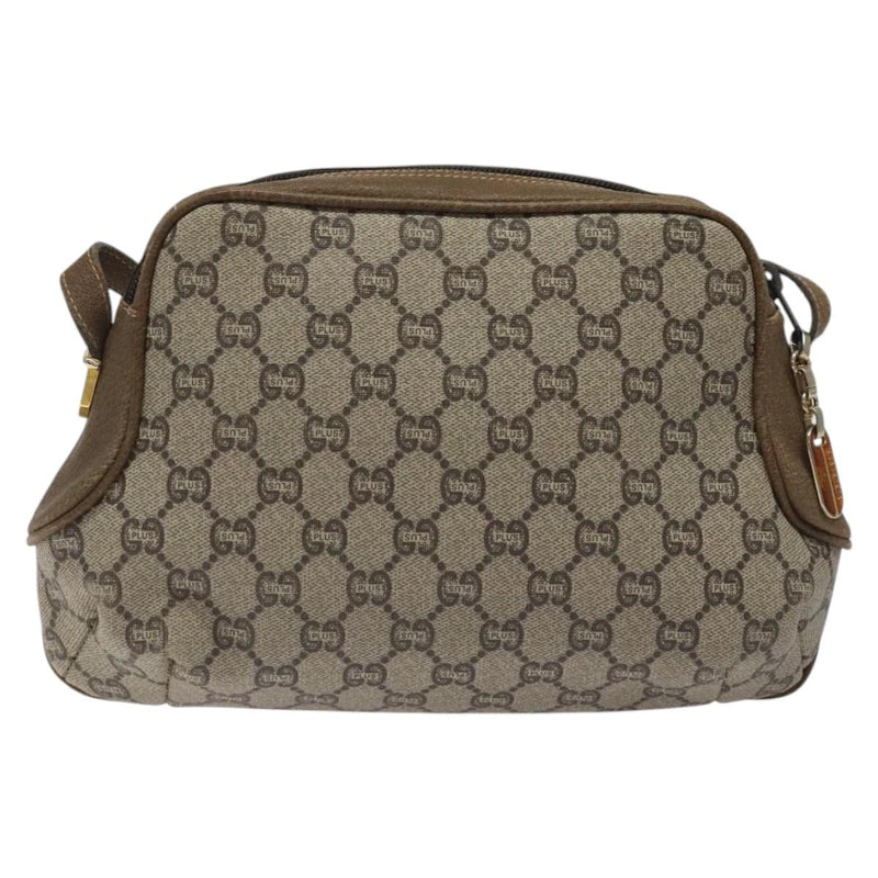 GUCCI GG Plus Supreme Shoulder Bag PVC Beige Gold Auth th5866