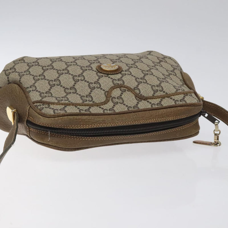GUCCI GG Plus Supreme Shoulder Bag PVC Beige Gold Auth th5866