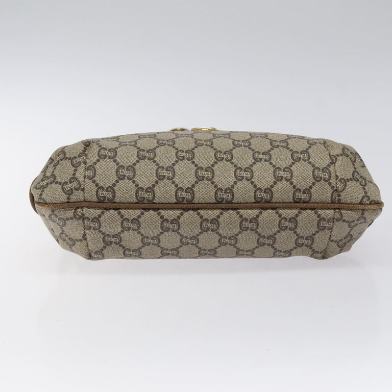 GUCCI GG Plus Supreme Shoulder Bag PVC Beige Gold Auth th5866