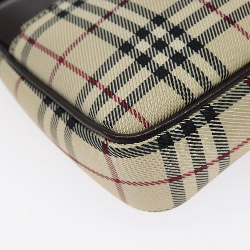 BURBERRY Nova Check Shoulder Bag Nylon 2way Beige Silver Auth th5869