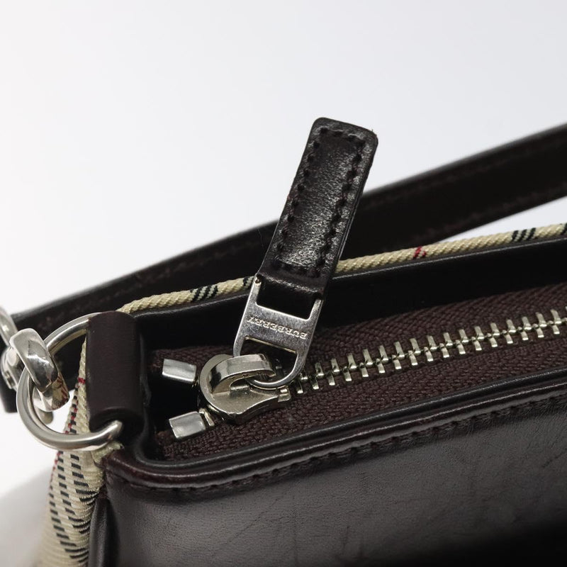 BURBERRY Nova Check Shoulder Bag Nylon 2way Beige Silver Auth th5869