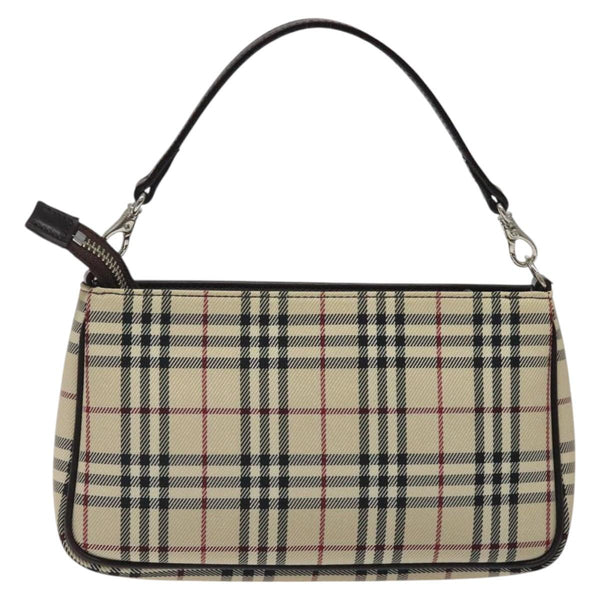 BURBERRY Nova Check Shoulder Bag Nylon 2way Beige Silver Auth th5869