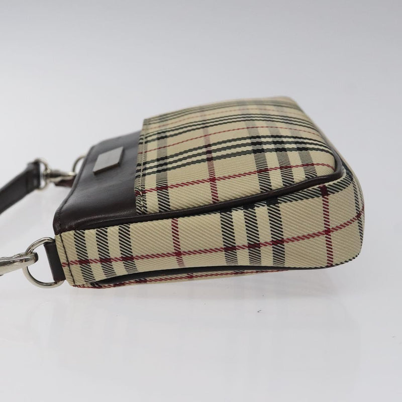 BURBERRY Nova Check Shoulder Bag Nylon 2way Beige Silver Auth th5869