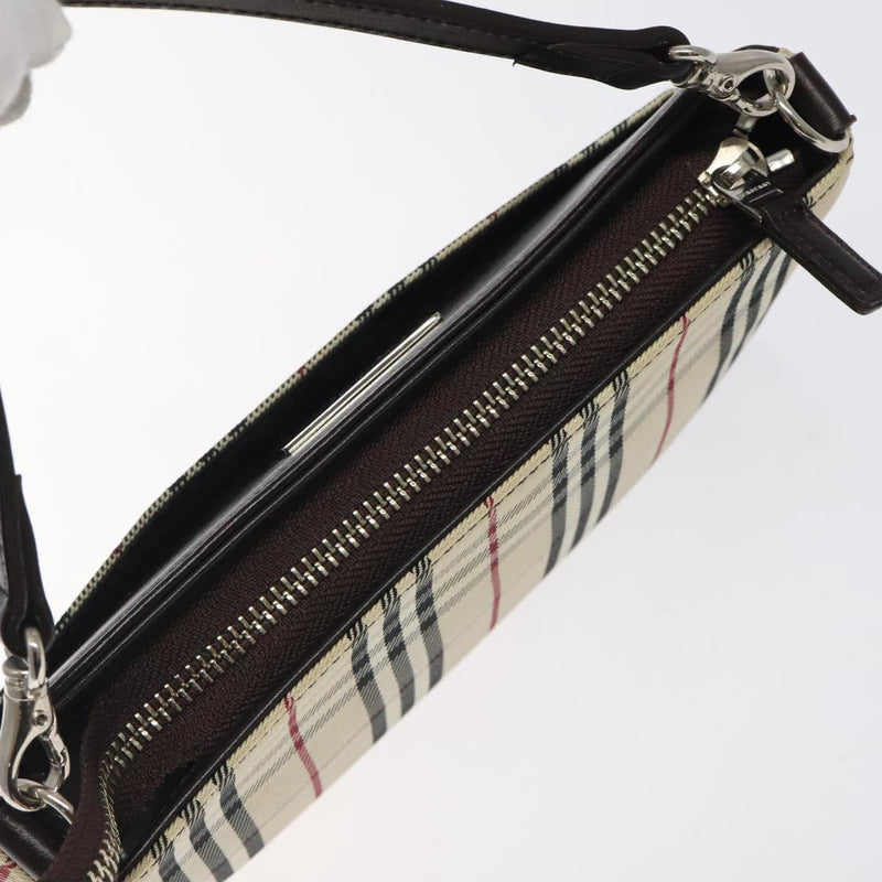 BURBERRY Nova Check Shoulder Bag Nylon 2way Beige Silver Auth th5869
