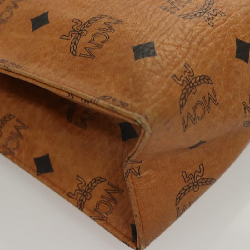 MCM Vicetos Logogram Clutch Bag PVC Leather Brown Gold Auth th5879