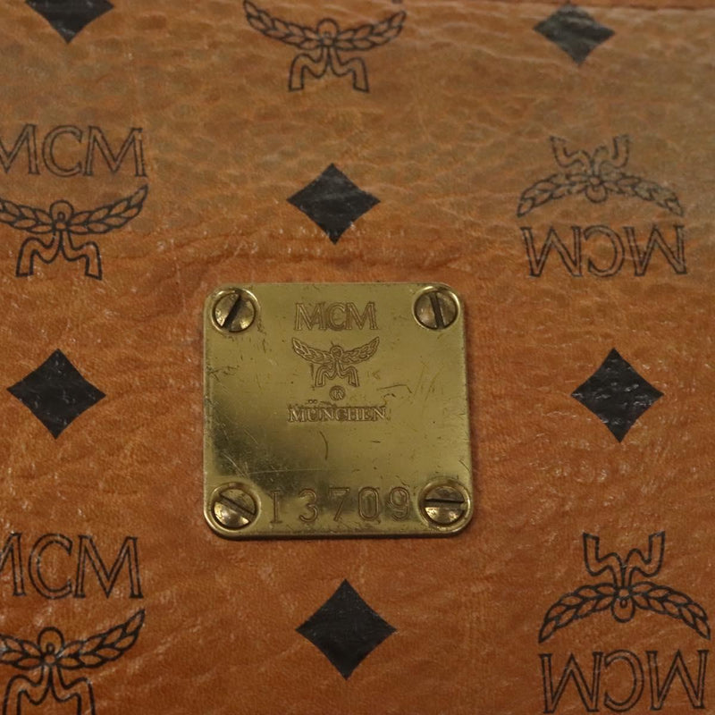 MCM Vicetos Logogram Clutch Bag PVC Leather Brown Gold Auth th5879