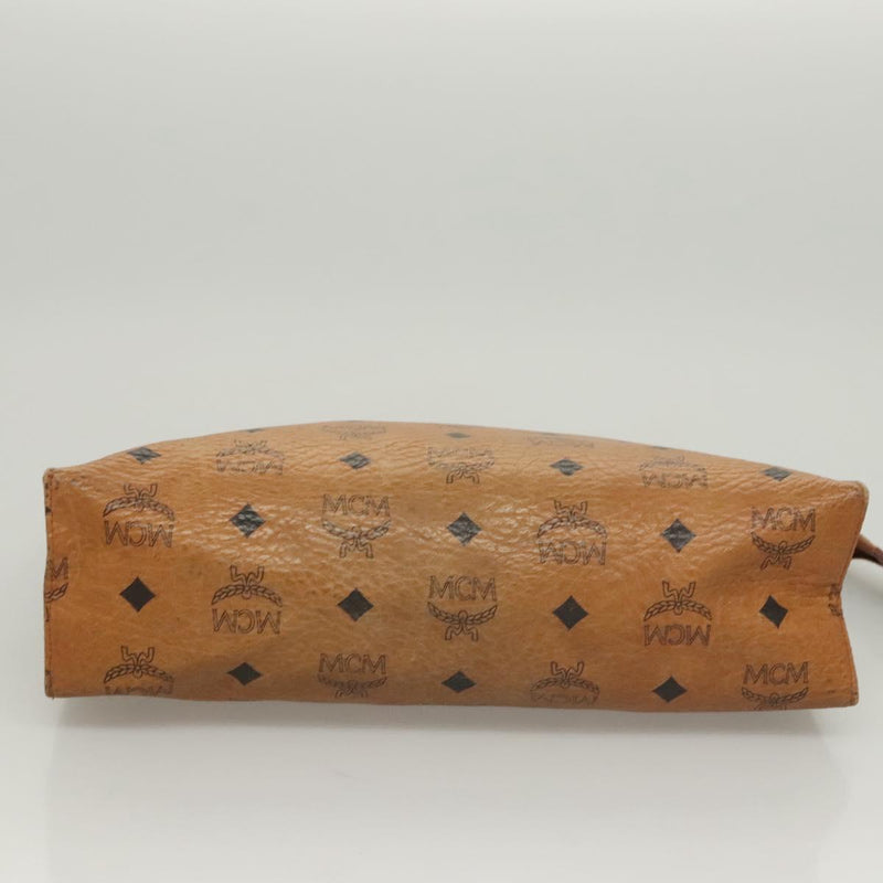 MCM Vicetos Logogram Clutch Bag PVC Leather Brown Gold Auth th5879