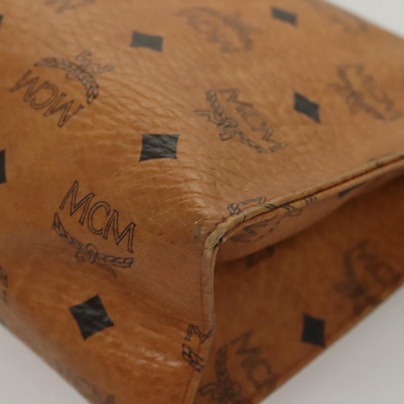 MCM Vicetos Logogram Clutch Bag PVC Leather Brown Gold Auth th5879