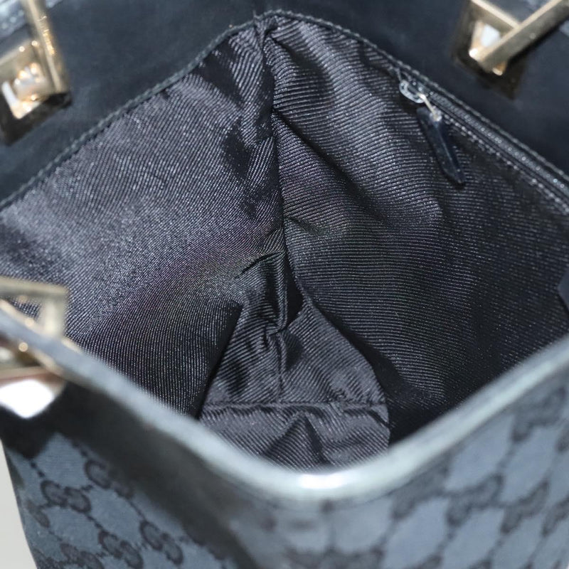 GUCCI GG Canvas Tote Bag Black Gold 002 1099 Auth th5885