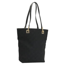 GUCCI GG Canvas Tote Bag Black Gold 002 1099 Auth th5885