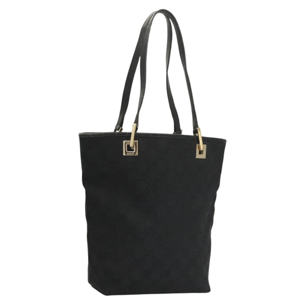 GUCCI GG Canvas Tote Bag Black Gold 002 1099 Auth th5885