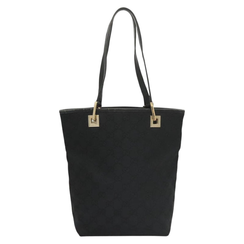 GUCCI GG Canvas Tote Bag Black Gold 002 1099 Auth th5885