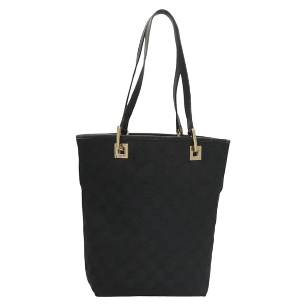 GUCCI GG Canvas Tote Bag Black Gold 002 1099 Auth th5885