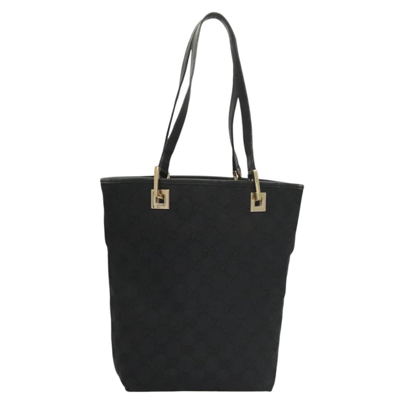 GUCCI GG Canvas Tote Bag Black Gold 002 1099 Auth th5885