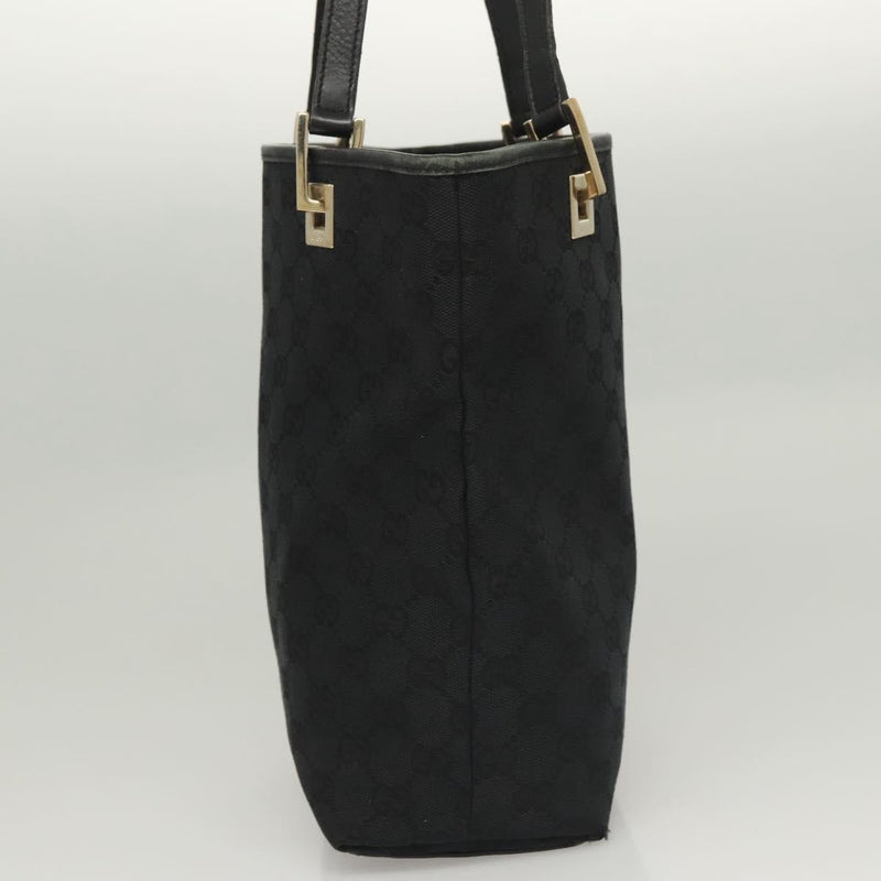 GUCCI GG Canvas Tote Bag Black Gold 002 1099 Auth th5885