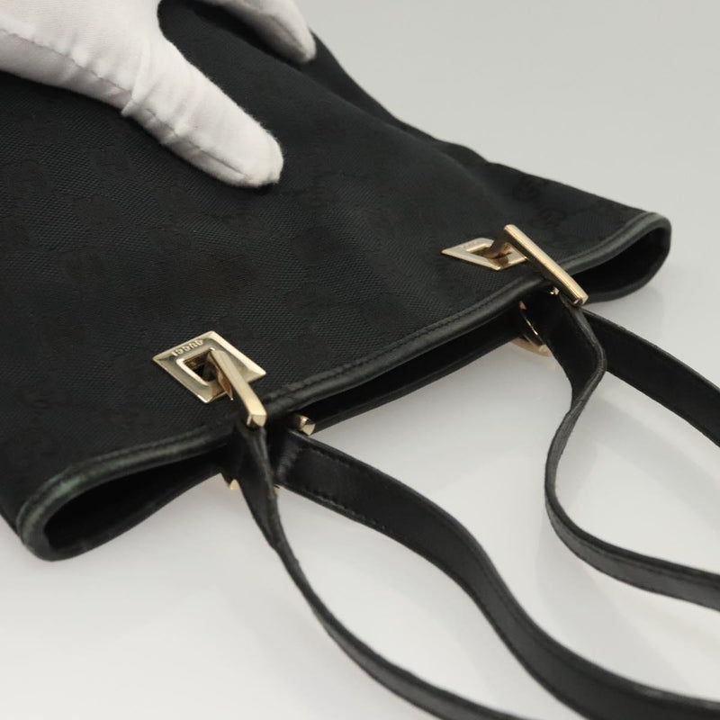 GUCCI GG Canvas Tote Bag Black Gold 002 1099 Auth th5885