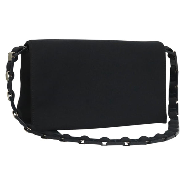 Salvatore Ferragamo Chain Shoulder Bag Nylon Black Silver Auth th5895
