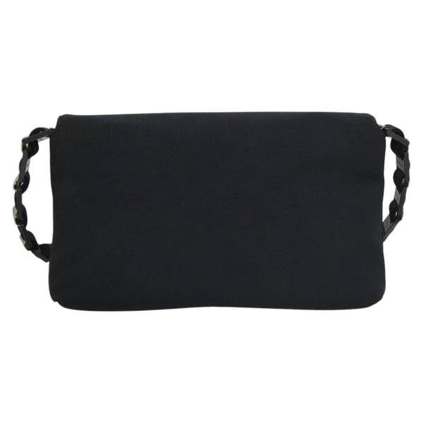 Salvatore Ferragamo Chain Shoulder Bag Nylon Black Silver Auth th5895