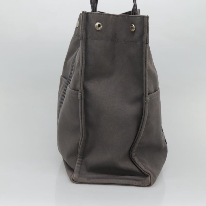 HERMES Fourre Tout GM Hand Bag Canvas Gray Silver Auth th5897
