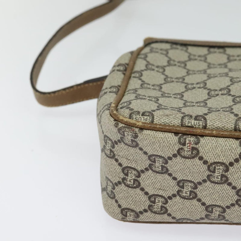 GUCCI GG Plus Supreme Shoulder Bag PVC Leather Beige Gold Auth th5900