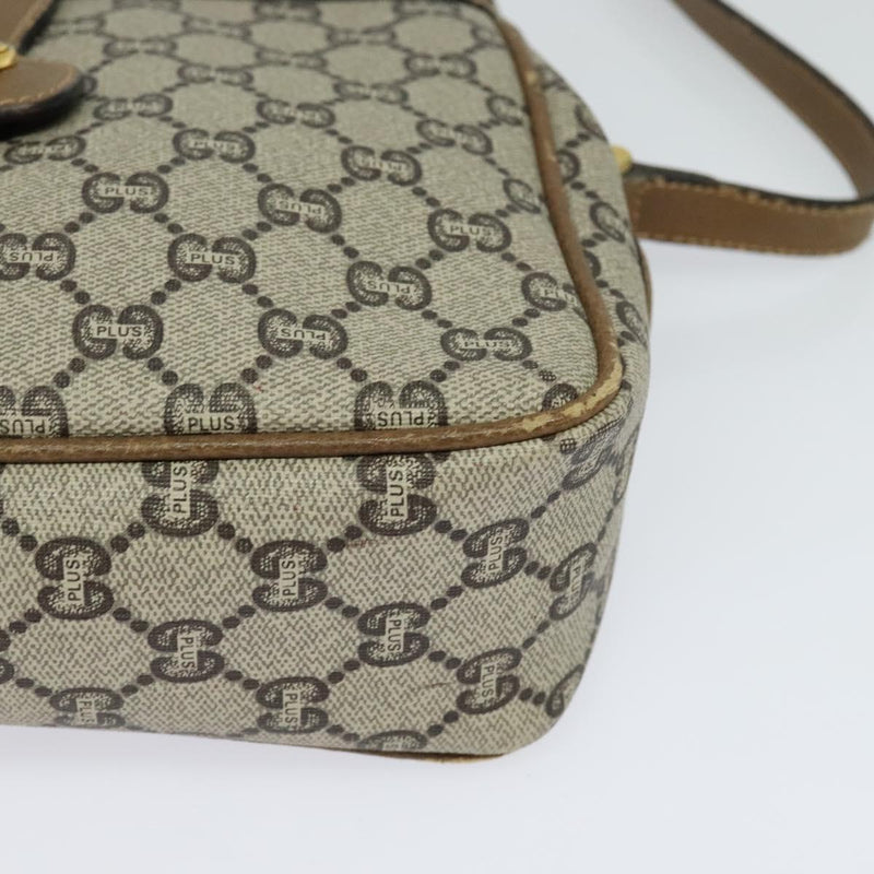 GUCCI GG Plus Supreme Shoulder Bag PVC Leather Beige Gold Auth th5900