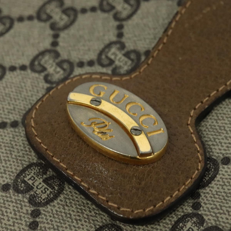 GUCCI GG Plus Supreme Shoulder Bag PVC Leather Beige Gold Auth th5900