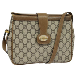 GUCCI GG Plus Supreme Shoulder Bag PVC Leather Beige Gold Auth th5900