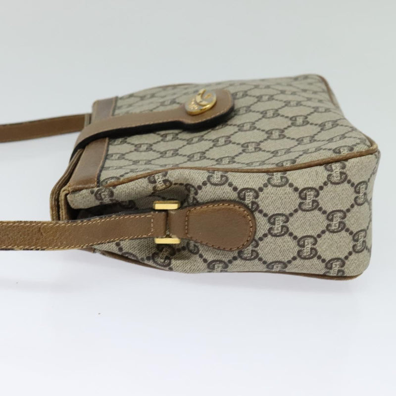 GUCCI GG Plus Supreme Shoulder Bag PVC Leather Beige Gold Auth th5900