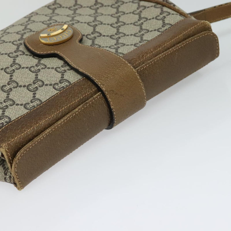 GUCCI GG Plus Supreme Shoulder Bag PVC Leather Beige Gold Auth th5900