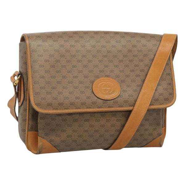 GUCCI Micro GG Supreme Shoulder Bag PVC Beige Gold 001 116 0924 Auth th5924