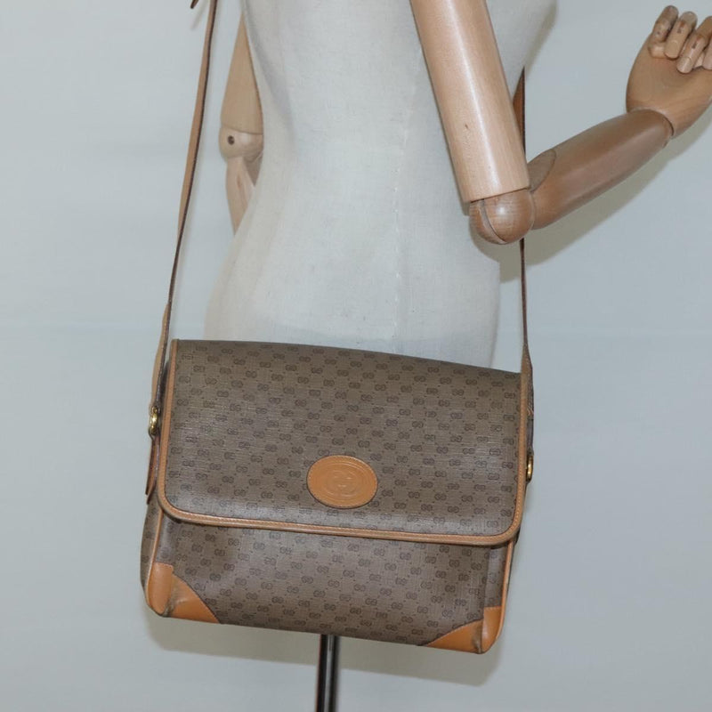 GUCCI Micro GG Supreme Shoulder Bag PVC Beige Gold 001 116 0924 Auth th5924