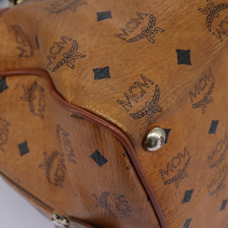 MCM Logogram Vicetos Hand Bag PVC Leather Brown Auth th5929