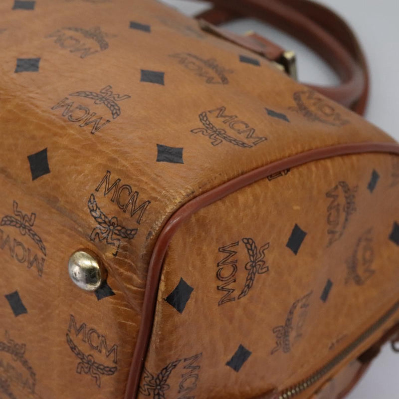 MCM Logogram Vicetos Hand Bag PVC Leather Brown Auth th5929