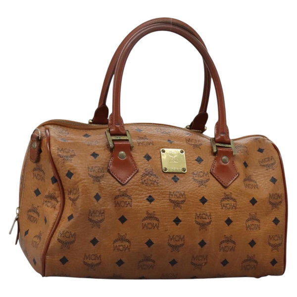 MCM Logogram Vicetos Hand Bag PVC Leather Brown Auth th5929