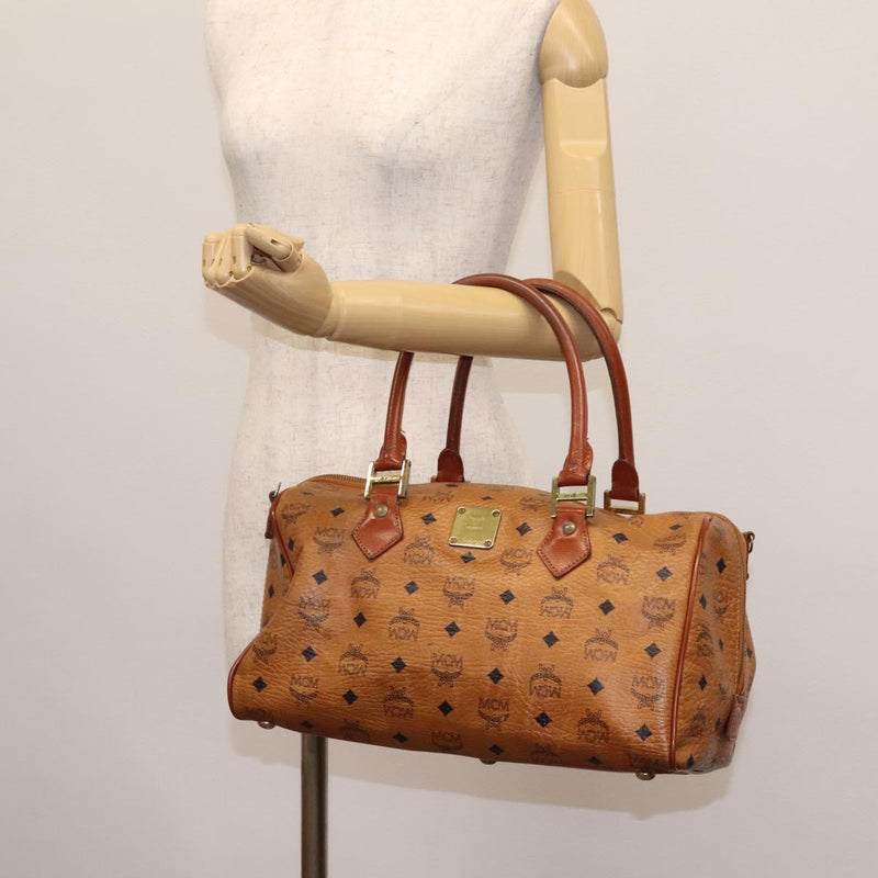 MCM Logogram Vicetos Hand Bag PVC Leather Brown Auth th5929