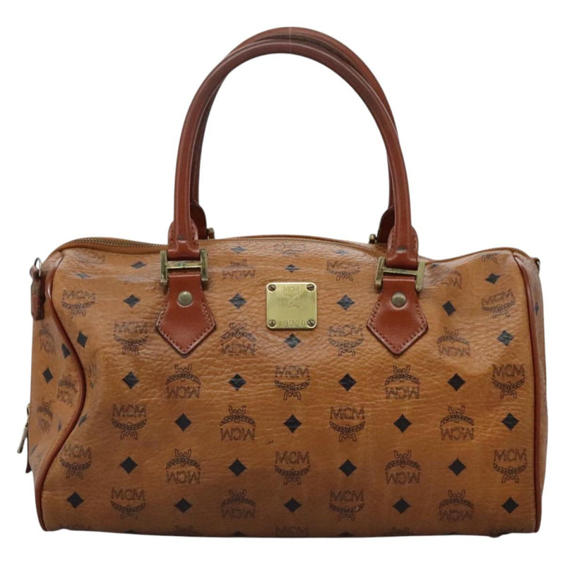 MCM Logogram Vicetos Hand Bag PVC Leather Brown Auth th5929